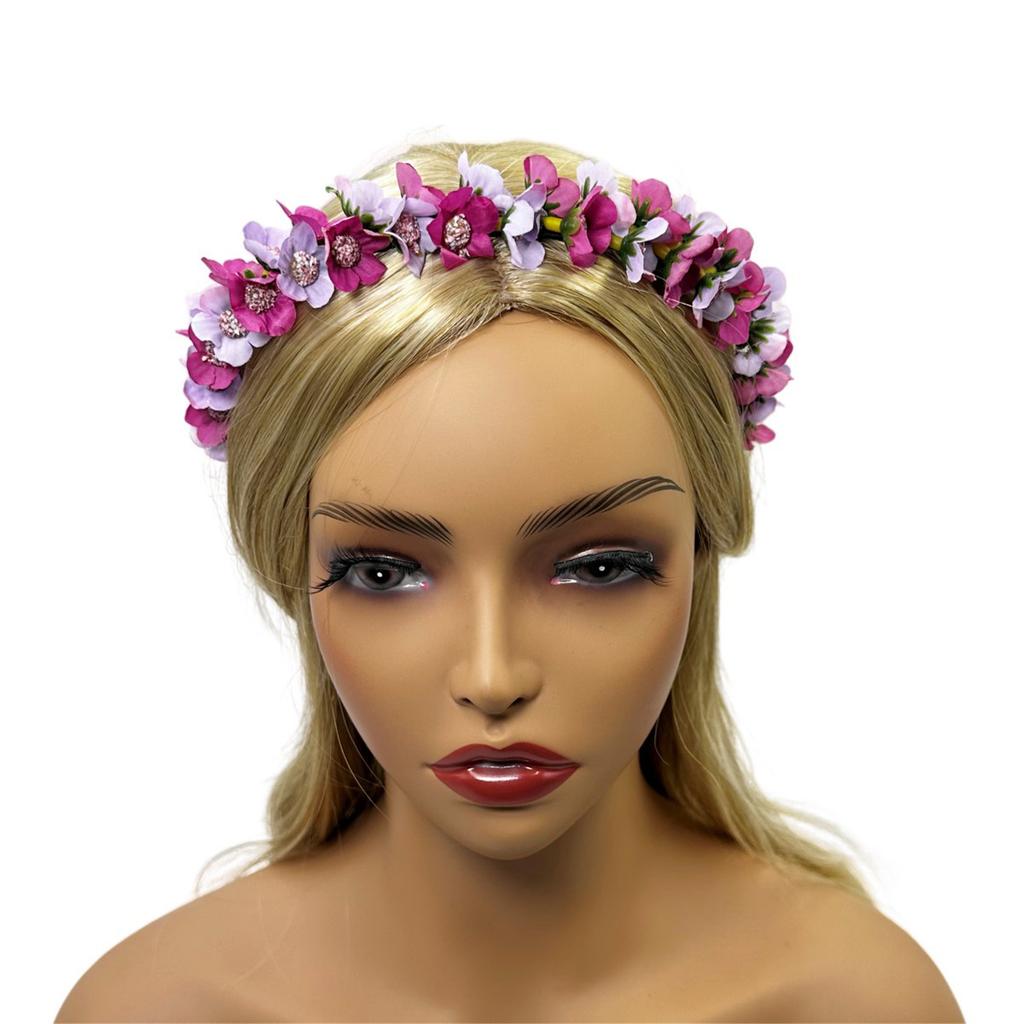 Artificial Flower Headband Halloween Hair Band Rose Flower Crown Headpiece Floral Hair Accessories for Cosplay Party