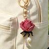Keychain Pendant Sparkling Rhinestones Inlaid Imitation Pearl Rose Design Key Chain Lightweight Car Bag Decorative Accessory