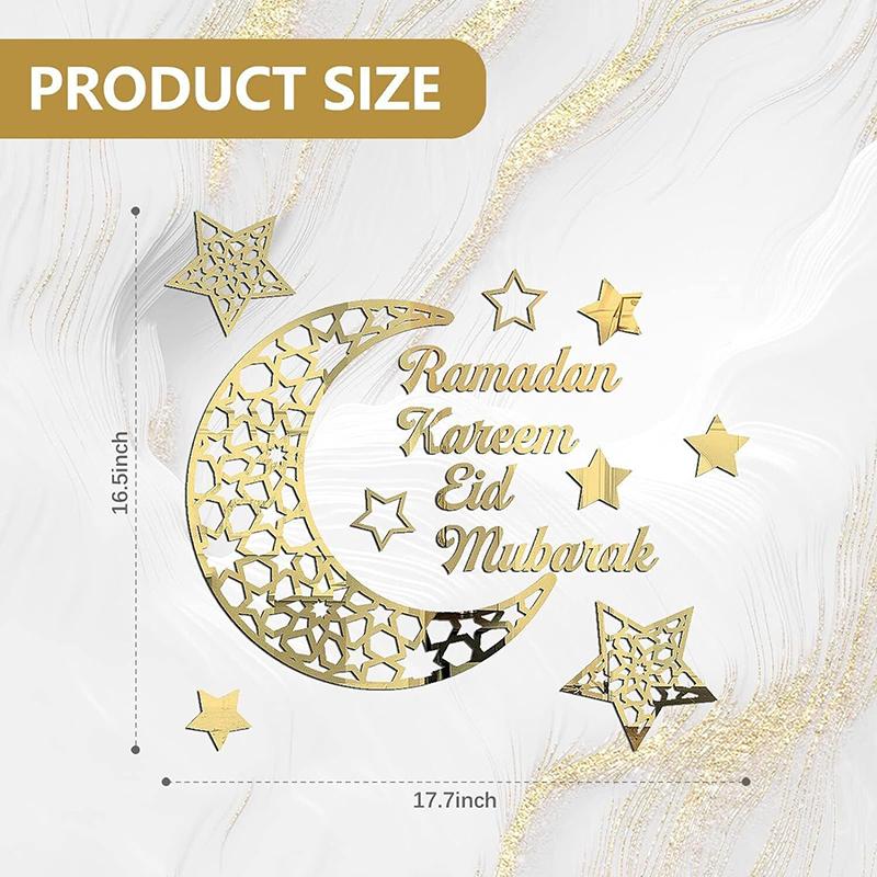 Acrylic Islamic  Wall Stickers Decors Ramadan Kareem and Eid Mubarak Decoration