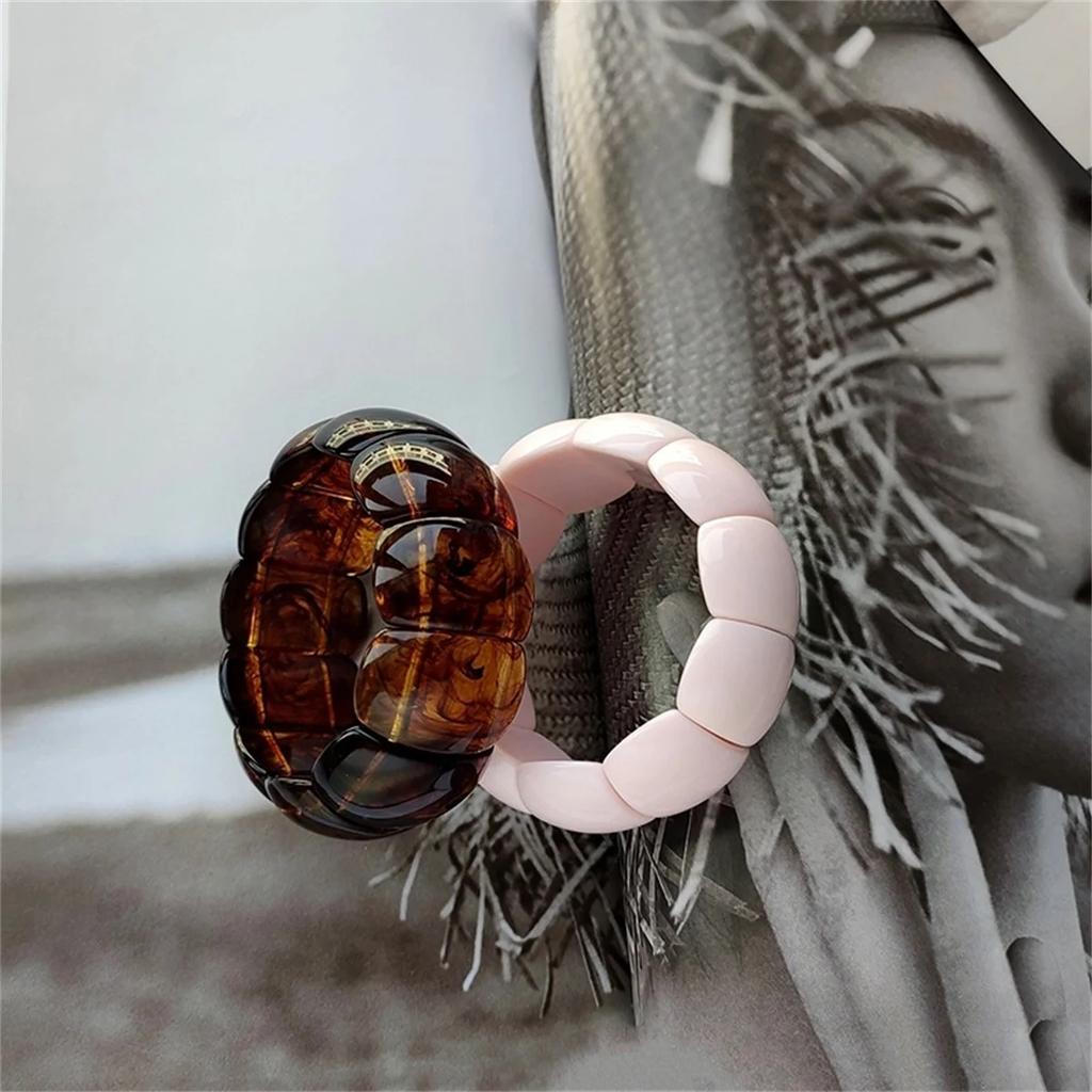 Retro Ovales Acryl Europa Amerika Elastische Armreifen Damen Einzigartiges Design Armbänder Leichter Luxus Party Schmuck Trend Trend Armreif