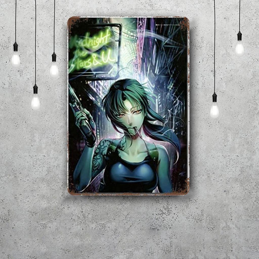 revy black lagoon Funny Bar Metal Sign Retro Plaque Sign Alcohol Drinker Pub Club Man Cave Kitchen Wall Decoration