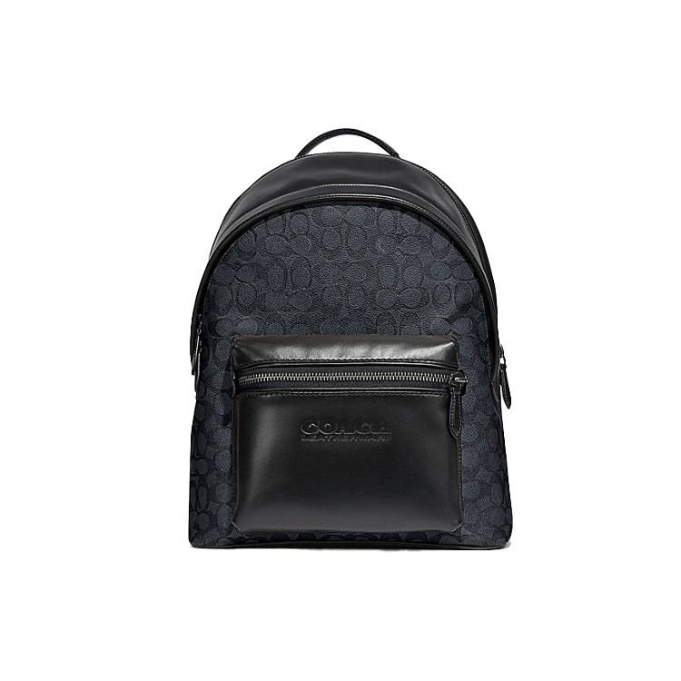 Coach Charter 30 Classic Logo Print Large Capacity Coated Canvas And Calfskin Backpack Men Backpack Black C2670-JICHR