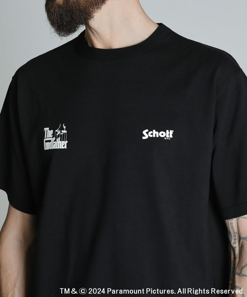 Schott The Godfather T-Shirt, Original Logo, Men's, Size S, 010, Black, 782-4234005