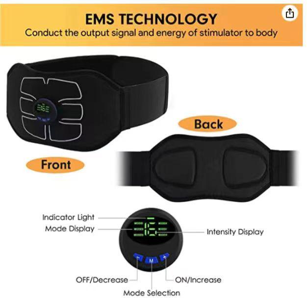 Pulse Abdominal Toner Muscle Stimulator EMS Rechargeable Massage Waist Belt