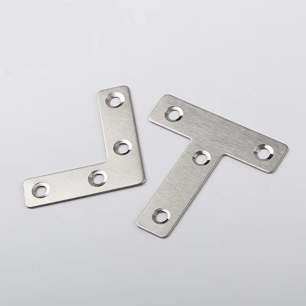 10Pcs 40/50/60/80mm Connection Plate Flat Fastener Corner Bracket Angle Bracket  Hardware Accessory