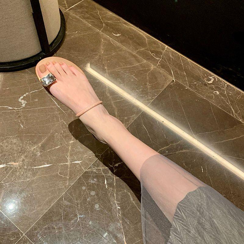 2025 Summer Rhinestone Pigeon Egg Toe Flat Bottom Cool Slippers Women's Fashion One Word with Slope Heel Beach Slippers