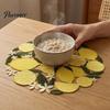 Tabletop Scratch Protector Pads Lemon Lace Placemat, Clear Embroidery Style Table Mat with Citrus Fruit Decorative Dining Placemats Leaf Design,