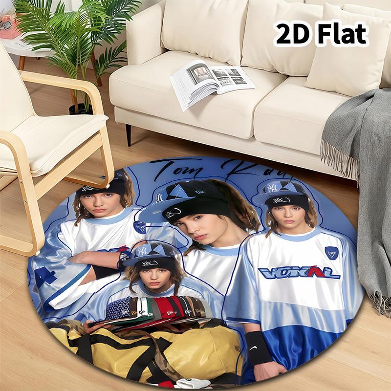Tokio Hoteltom Kaulitz Round Area Rug Carpet Rug For Living Room Bedroom Sofa Playroom Decor Nonslip Floor Mat