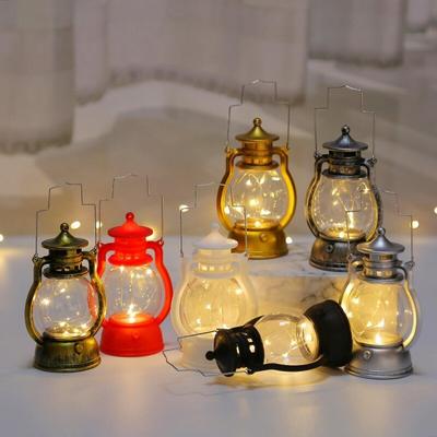 Lámpara colgante de aceite con diseño retro de farol vintage, LED, funciona con pilas, decorativa para el hogar, regalos navideños, decoración del hogar