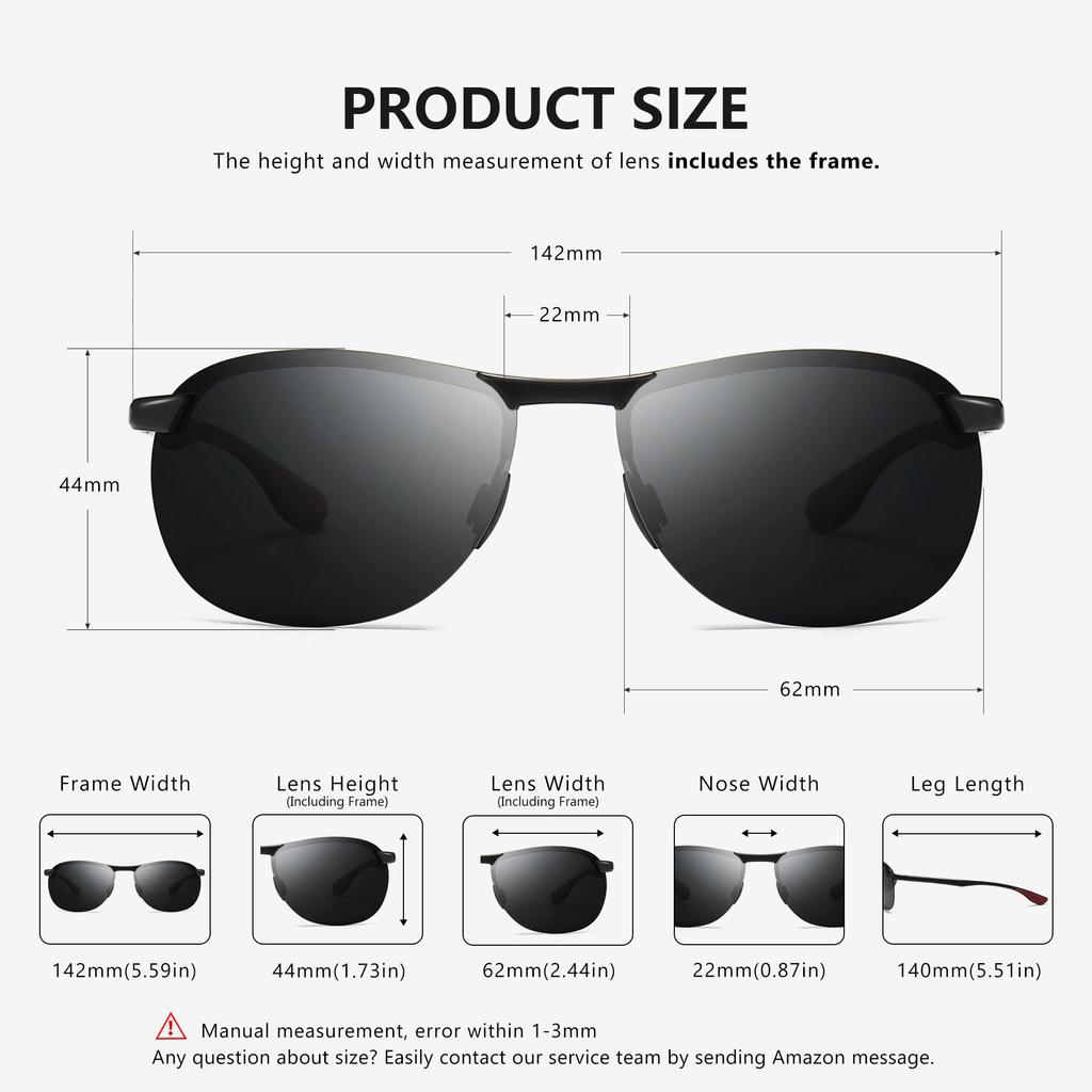 SUNGAIT Aviator Polarized Sunglasses for Driving and Alloy Temple Spring JP Men, Golf, Al-Mg Hinges, UV400, SGT302-HH