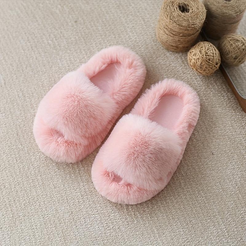 

Модная детская домашняя обувь с двойными ремешками - Мягкие тканевые шлепанцы с плюшевой подошвой из искусственного меха, круглым носком и легким дизайном для детей 41 розовый