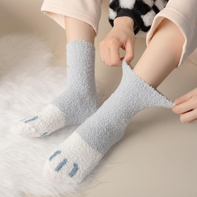 Women's Winter New Thickened Striped Cat PAWS Sleeping Tube Socks