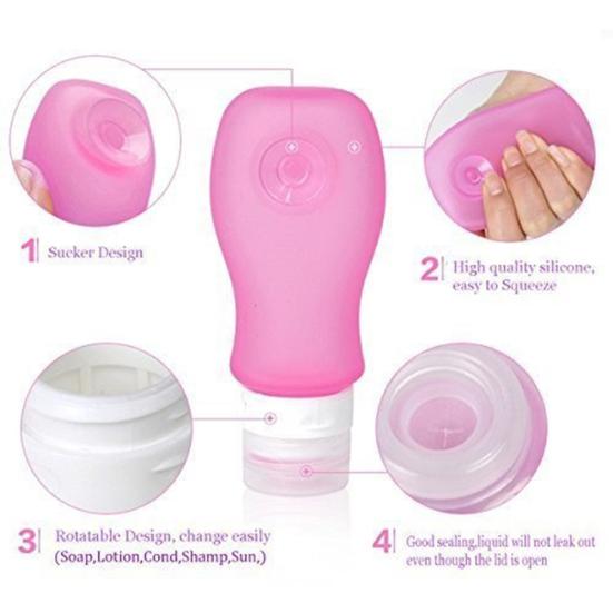 Portable Silicone Travel Bottle Lotion Shampoo Empty Container?with Suction Cup