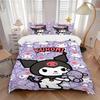 3pcs Sanrio Kuromi Quilt Cover Set (1 Quilt Cover + 2 Pillowcases Without Pillow Core), High-Definition Printing for Home and Dormitory.S075
