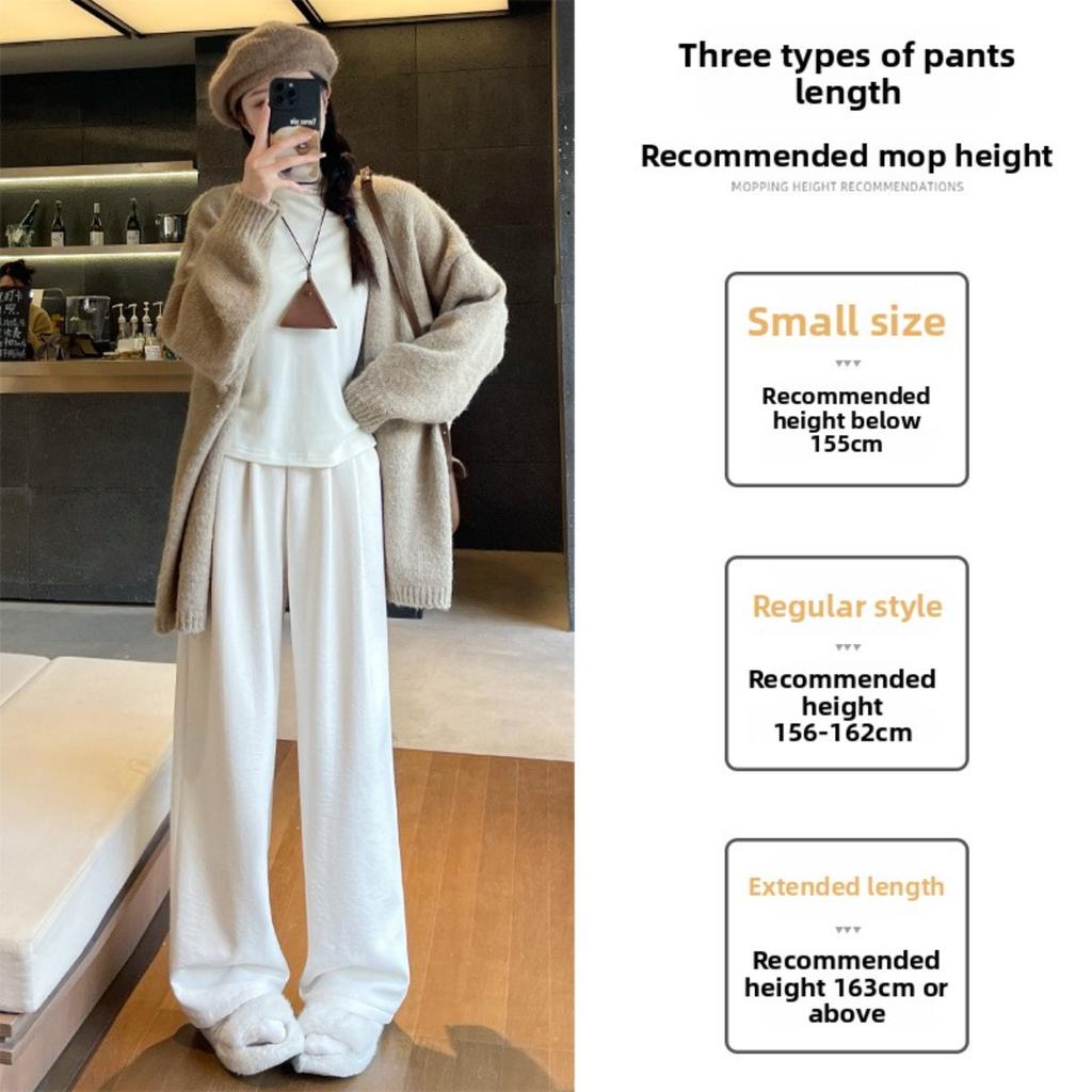Women's Autumn and Winter Thick Lamb Wool Pants with Loose Drape and Wide Leg Pants Made of Wool
