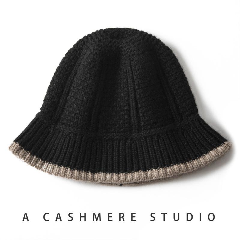 Thickened Cashmere Hat Women's Color Matching Twisted Bucket Hat Thermal Ear Protection Hat Head Hat Bucket Hat Knitted Hat Cross