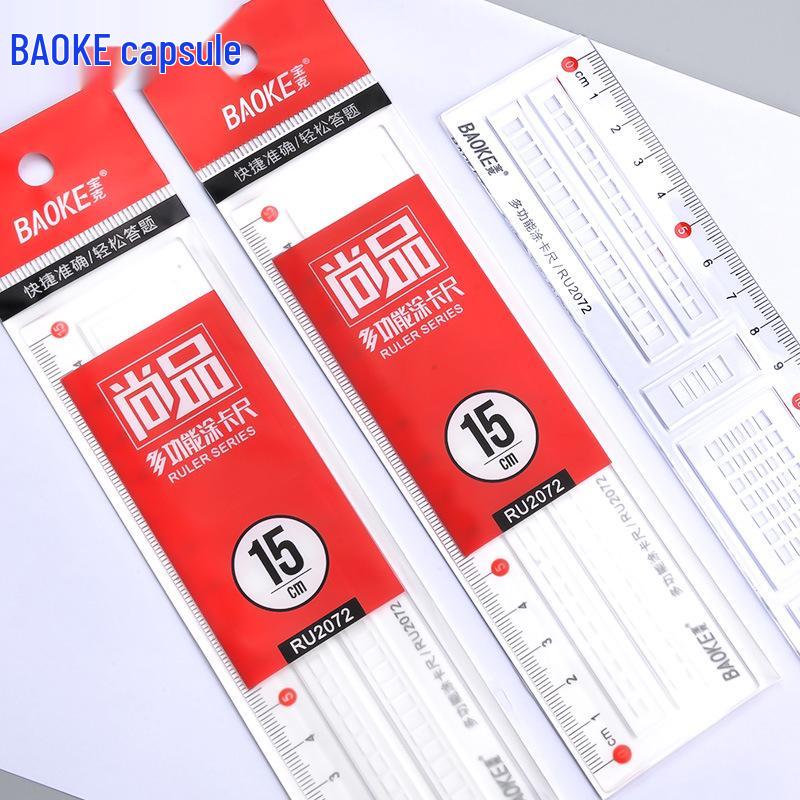BaoKe RU2072 Multifunctional Transparent Caliper Ruler - Exam Special, Drafting & Student Use
