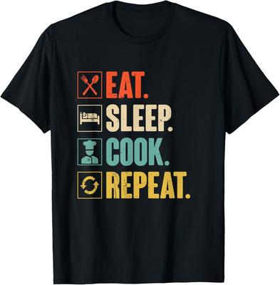 Funny Eat Sleep Cook Repeat Funny Vintage Cook Cooking Chef Gift Unisex T-Shirt