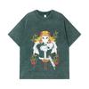 275 GSM Washed T-shirts 100% Cotton Demon Slayer V43 Rengoku Print Unisex Heavy Cotton T Shirt