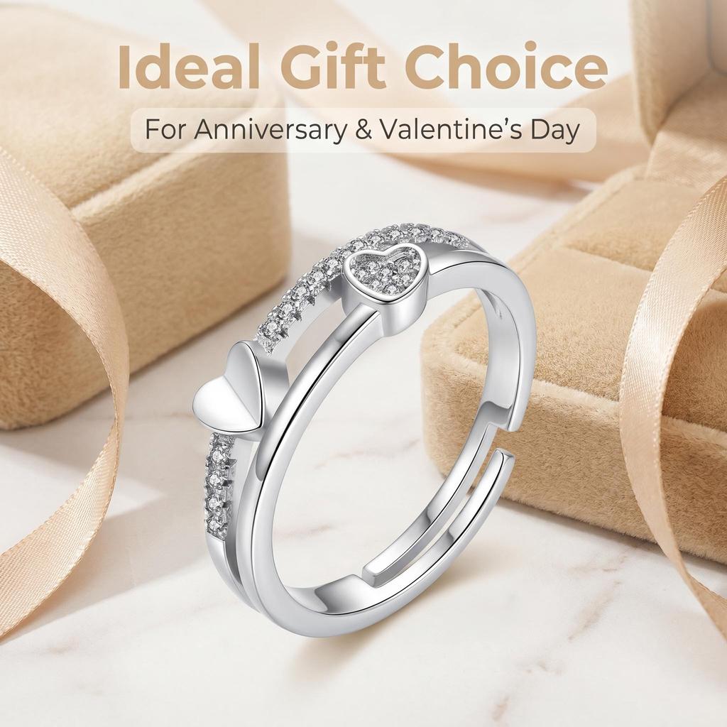 Luxury Copper Ring Shining Zircon Heart For Women Cassic Wedding Engagement Wedding Bands Fine Jewelry Gift