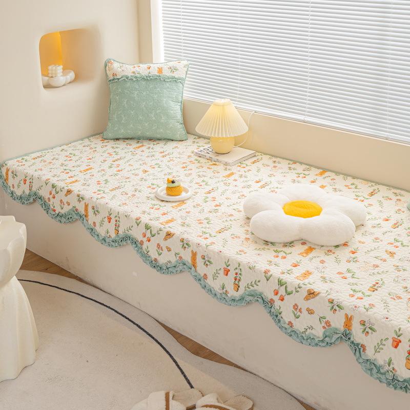 Korean Twill Pure Cotton Idyllic Four Seasons Universal Non-Slip Quilted Wooden Ear Tatami Mat Sofa Bedroom Window Cushion