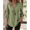 QICED Women's Fashion Casual Solid Color Print Long Sleeve V Neck Blouses & Shirts