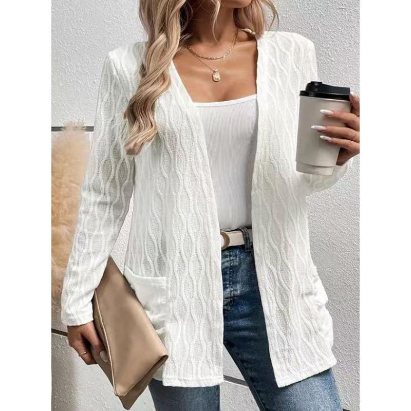 IHUASU Women's Vintage Casual Solid Color Print Autumn Winter Long Sleeve Jackets & Coats