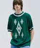KND Navajo Pattern Loose Fit Ringer Half Knit Peacock Green