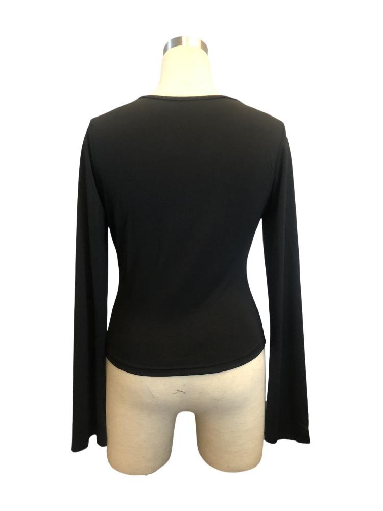 V-Neck Splicing Lace Floral Sexy Hotties Long Sleeve Slimming T-Shirt Versatile Closet Essential Fashion Items Shirt