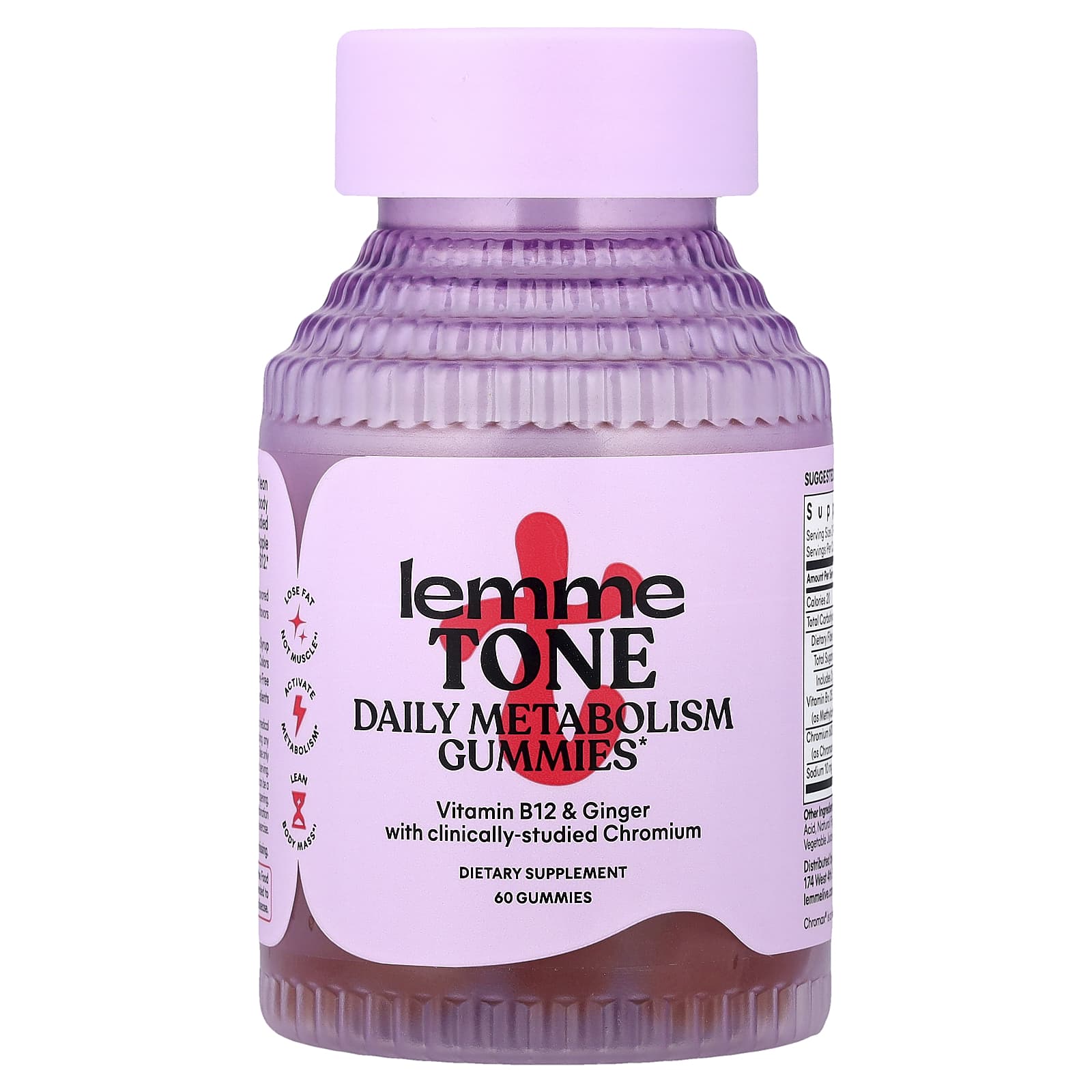 

Lemme, Tone, Daily Metabolism Gummies, Watermelon Apple, 60 Gummies