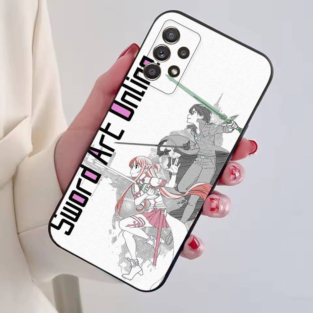 Sword Art Online Kirito and Asuna Phone Case For Samsung S25,S24,S21,S22,S23,S30,Ultra,S20,Plus,Fe,Soft Silicone Black Cover