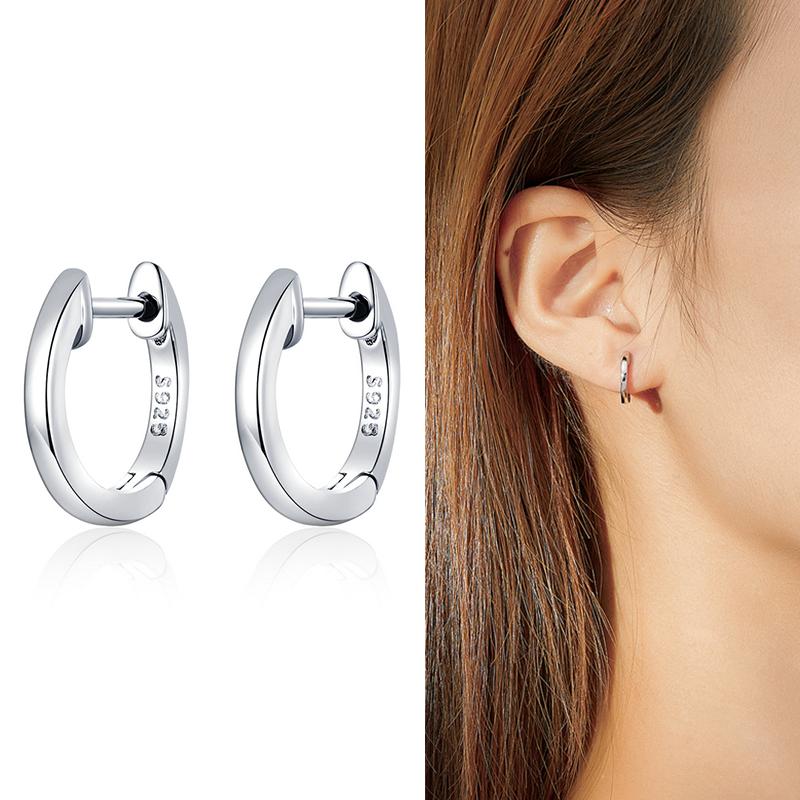 WOSTU Rainbow Hoop Earrings 925 Sterling Silver Colorful Zirconia Round Circle Silver Earrings For Women Zircon Fashion Jewelry