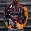 T-shirt da uomo Dragon T-shirt casual con stampa 3D a maniche lunghe con grafica animale magica T-shirt modello High Street Top uomo/donna T-shirt hip-hop