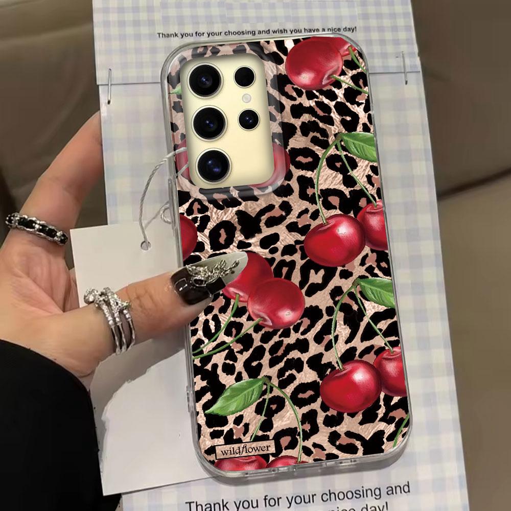 Pink Leopard Print Vortex Pattern Women Girls Phone Case for Samsung Galaxy S25 Edge S24 S23 S22 S21 FE Plus Ultra Shell Cover