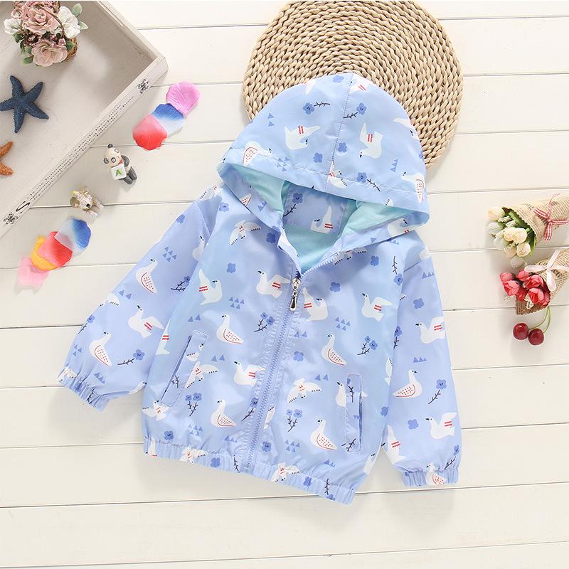 Spring Jacket for Girls Coats Hooded Unicorn Rainbow Pattern Baby Girls Clothes Outerwear Kids Windbreaker Autumn Girls Jackets