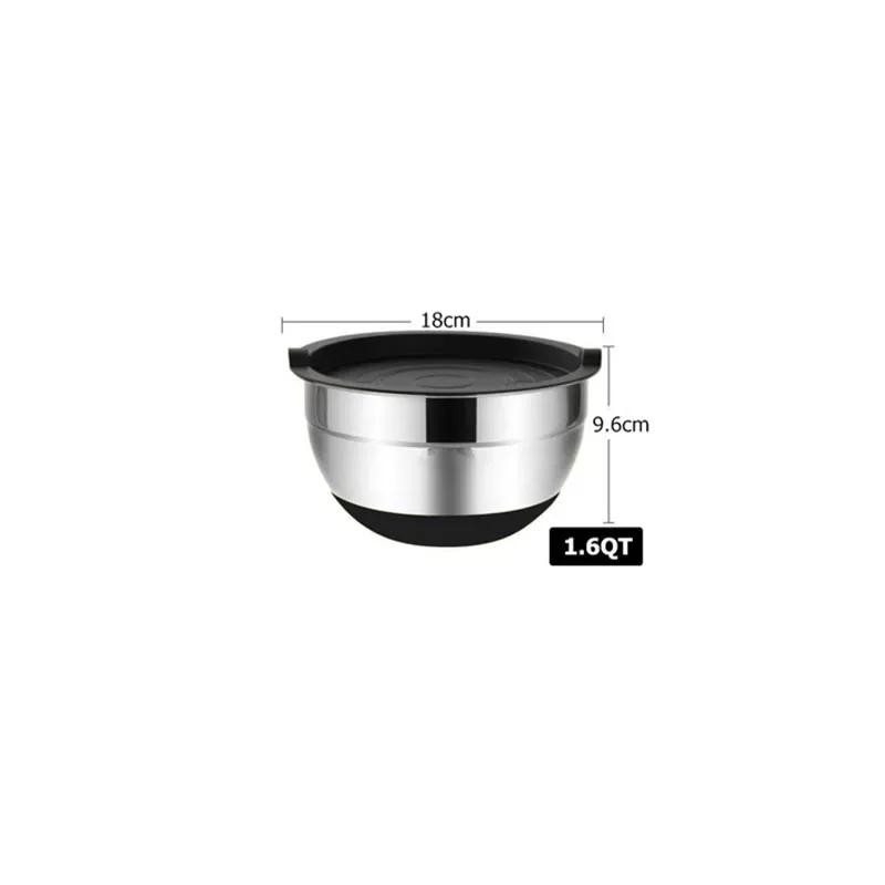 6-piece Set Mixing Bowls with Lids and Non Slip Bases Stainless Steel Mixing Bowls Set for Baking Nesting Storage Bowls