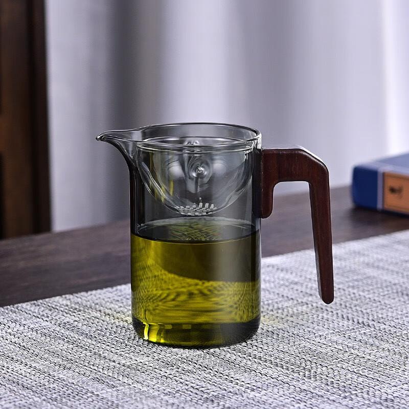 Borosilicate Glass Tea Fair Cup with Wood Handle & Infuser
