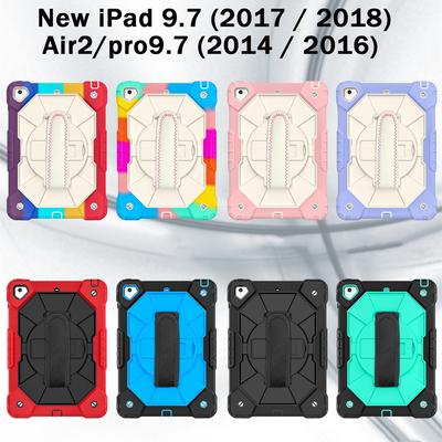 Für Apple iPad Air 2 iPad Pro 9.7 (2016)(2017)(2018) Schultergurt-Design, um 360° drehbarer Griff, robuster Schutz, Ständer, stoßfest, stoßfest
