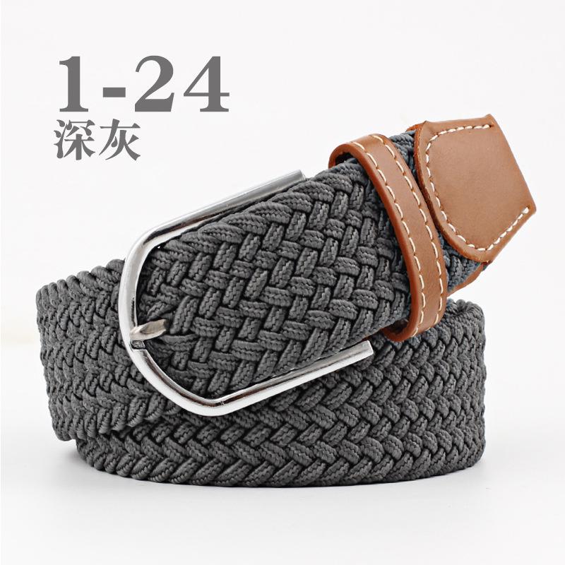 Women Casual Knitted Pin Buckle Without Holes Men Belt Woven Canvas Elastic Expandable Braided Stretch Belts for Female Jeans