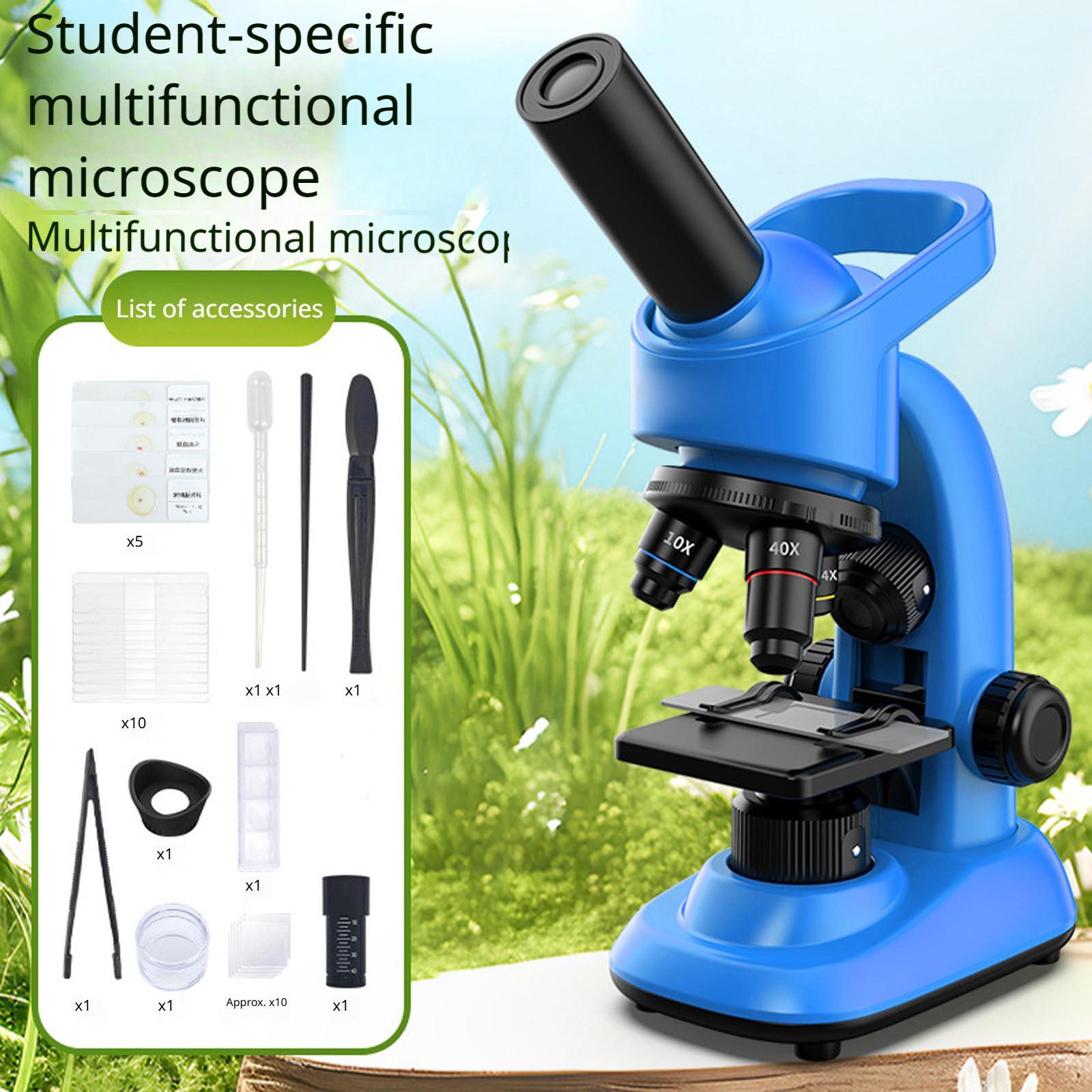 

Мікроскоп для дорослих, дітей, студентів, біологічний складний монокулярний мікроскоп-набір для школи, домашнього навчання з адаптером для мобільного телефону One Size