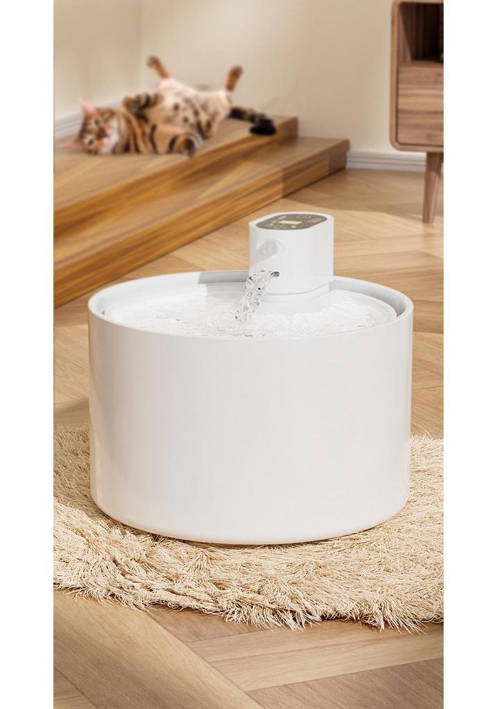 Ceramic Cat Water Fountain with Stainless Steel Circulation