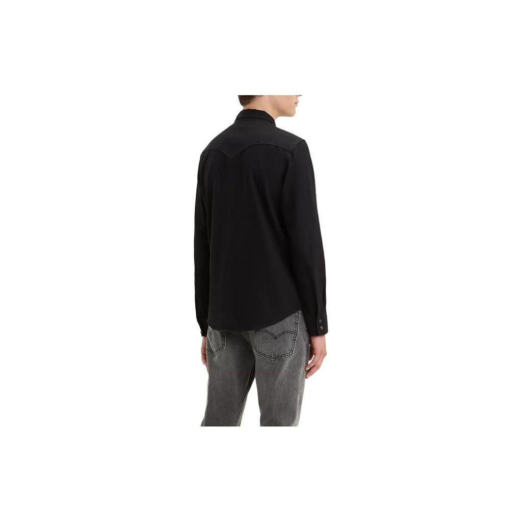 Levis Solid Logo Casual Long Sleeve Shirt Men shirts Black 85745-0000