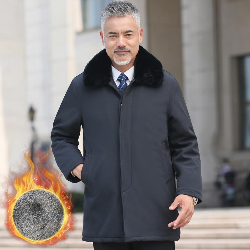 Dad's Winter Clothing, Velvet and Thickened Cotton Clothing, Autumn and Winter Mid-range Men's Cotton-padded Coat, Warm Jacket, Mid-range