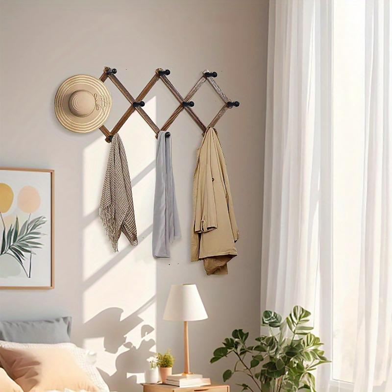 1Pc Rows Of Behind The Door Hooks Bathroom Wall Mounted Coat Racks Living Room Telescopic Movable Coat Rack Bedroom