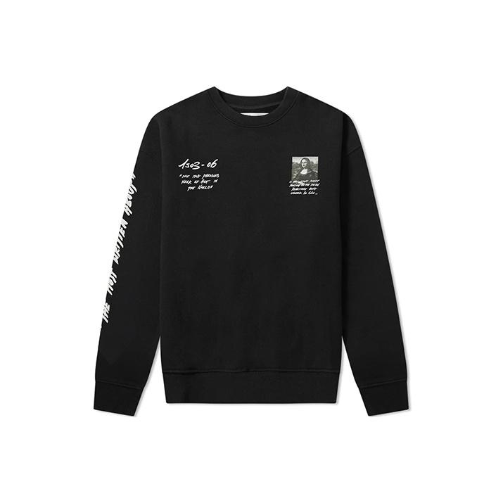 Off-White Mona Lisa Print Crew Neck Sweatshirt Men Tops Black OMBA035S190030051020