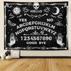 Dark Occult Ouija Board Landscape Tapestry, Mystic Sun Moon Skull Witchcraft Gothic Scenery Wall Cloth For Home Spooky Backdrop