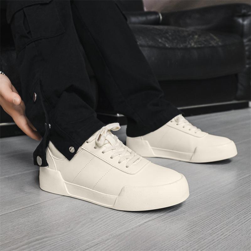 Shoes Men's Versatile Trendy Shoes Fashion Hong Kong Style Leather Surface Casual Shoes 2024 New Boys Versatile Autumn Men's Shoes