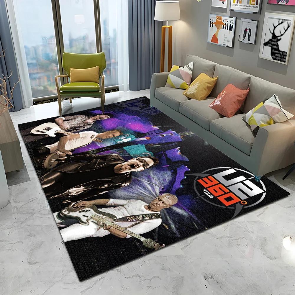 Tappeto Arazzo Stampa 3D U2 Rock Bang Bono, Tappeto per Soggiorno Camera da Letto Bambini Divano Zerbino Decorazione, Tappetino Antiscivolo per Bambini