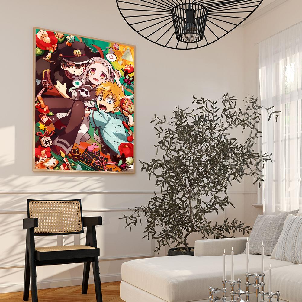 Anime Poster Cartoon Toilet-bound Hanako-kun Movie Sticky Posters Retro Kraft Paper Sticker DIY Room Bar Cafe Aesthetic Art Wall