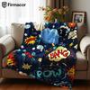 Retro Comic Boom Superhero Soft Flannel Blanket Breathable Warm Throw for Office Car Sofa Kids Room Birthday Xmas Gift